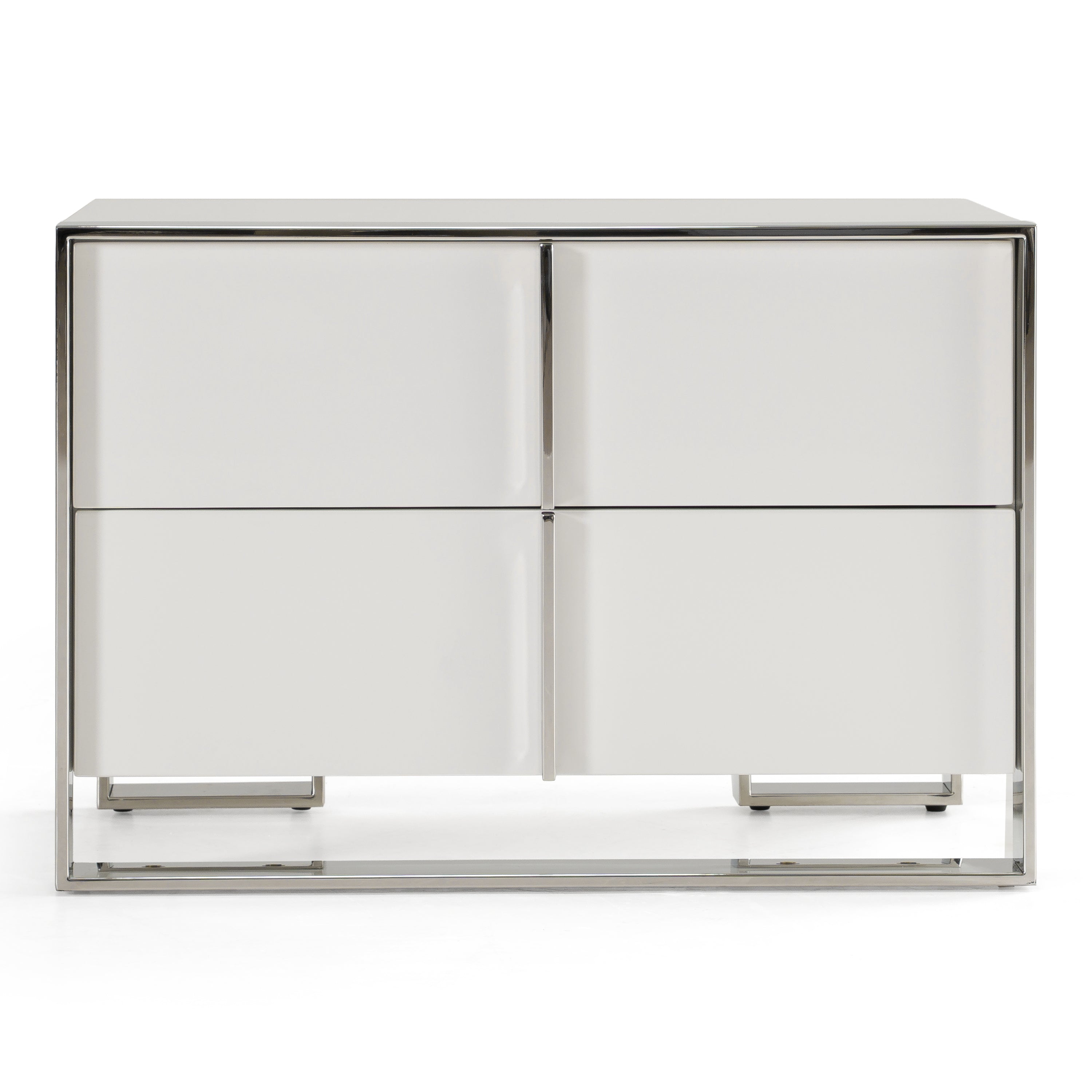 Cartier - Modern White + Stainless Steel Nightstand
