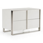 Cartier - Modern White + Stainless Steel Nightstand