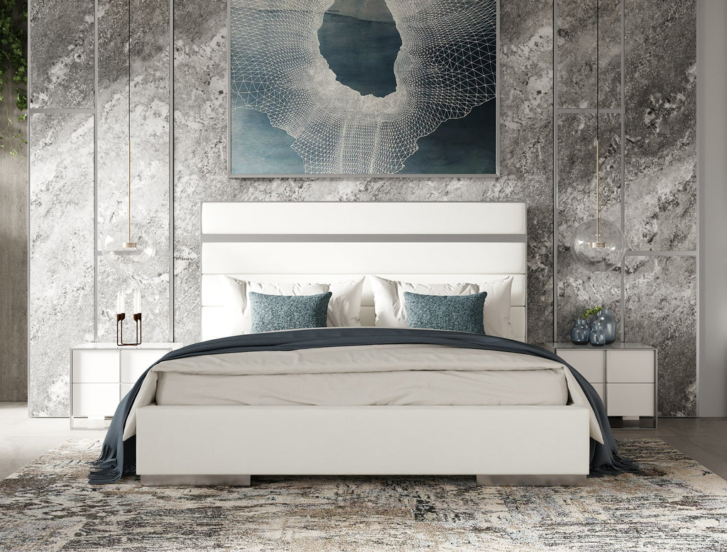 Cartier - Modern White + Stainless Steel Nightstand