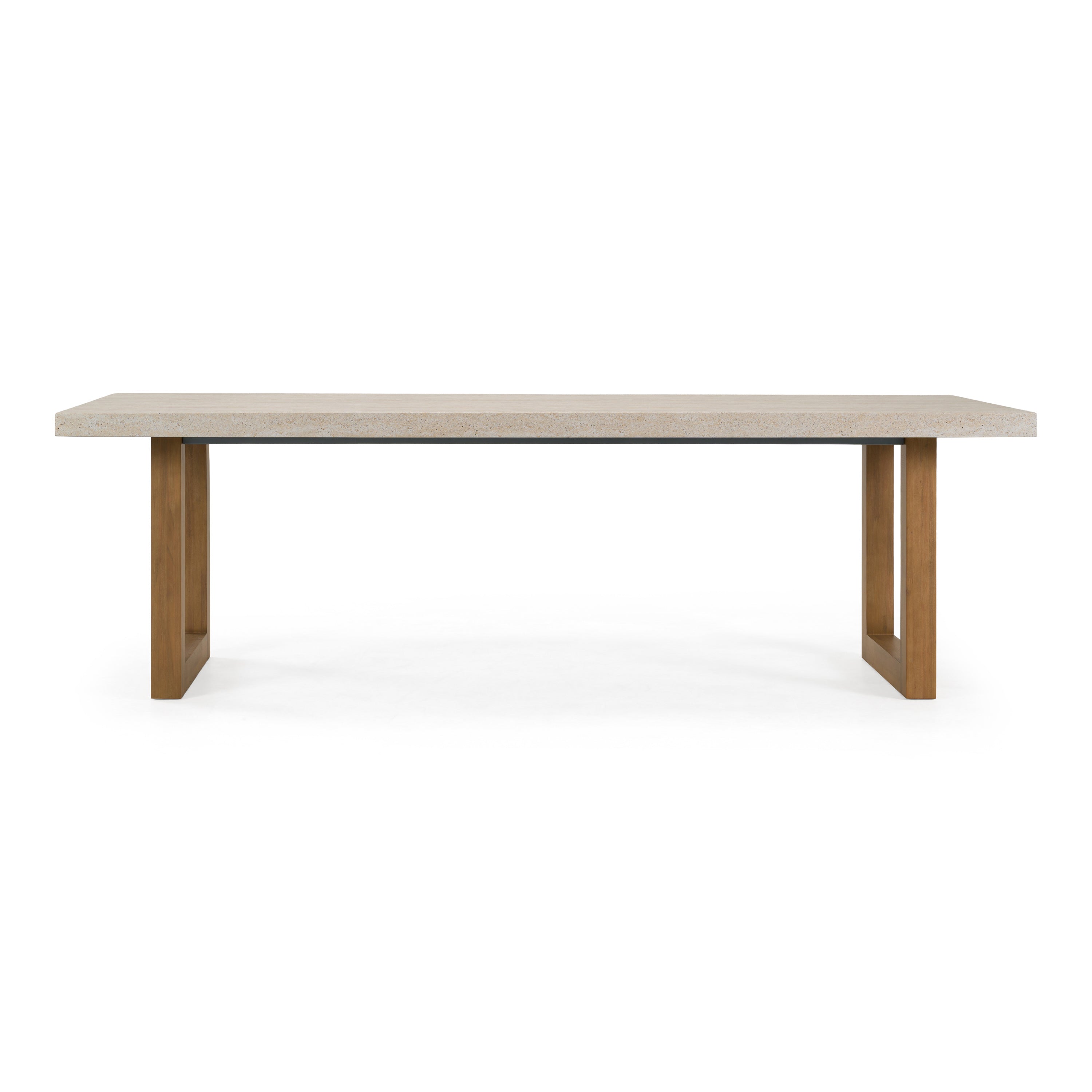Cascais - Outdoor Grey + Faux Travertine + Eucalyptus Dining Table