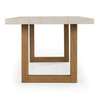 Cascais - Outdoor Grey + Faux Travertine + Eucalyptus Dining Table