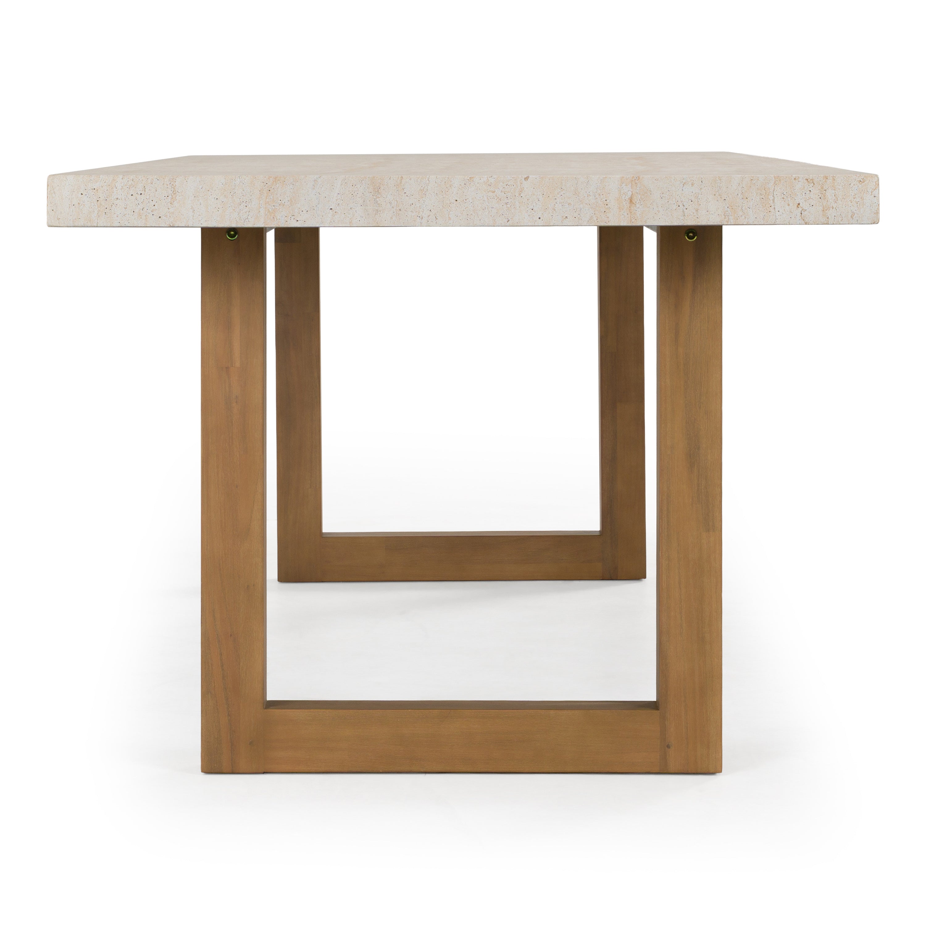 Cascais - Outdoor Grey + Faux Travertine + Eucalyptus Dining Table