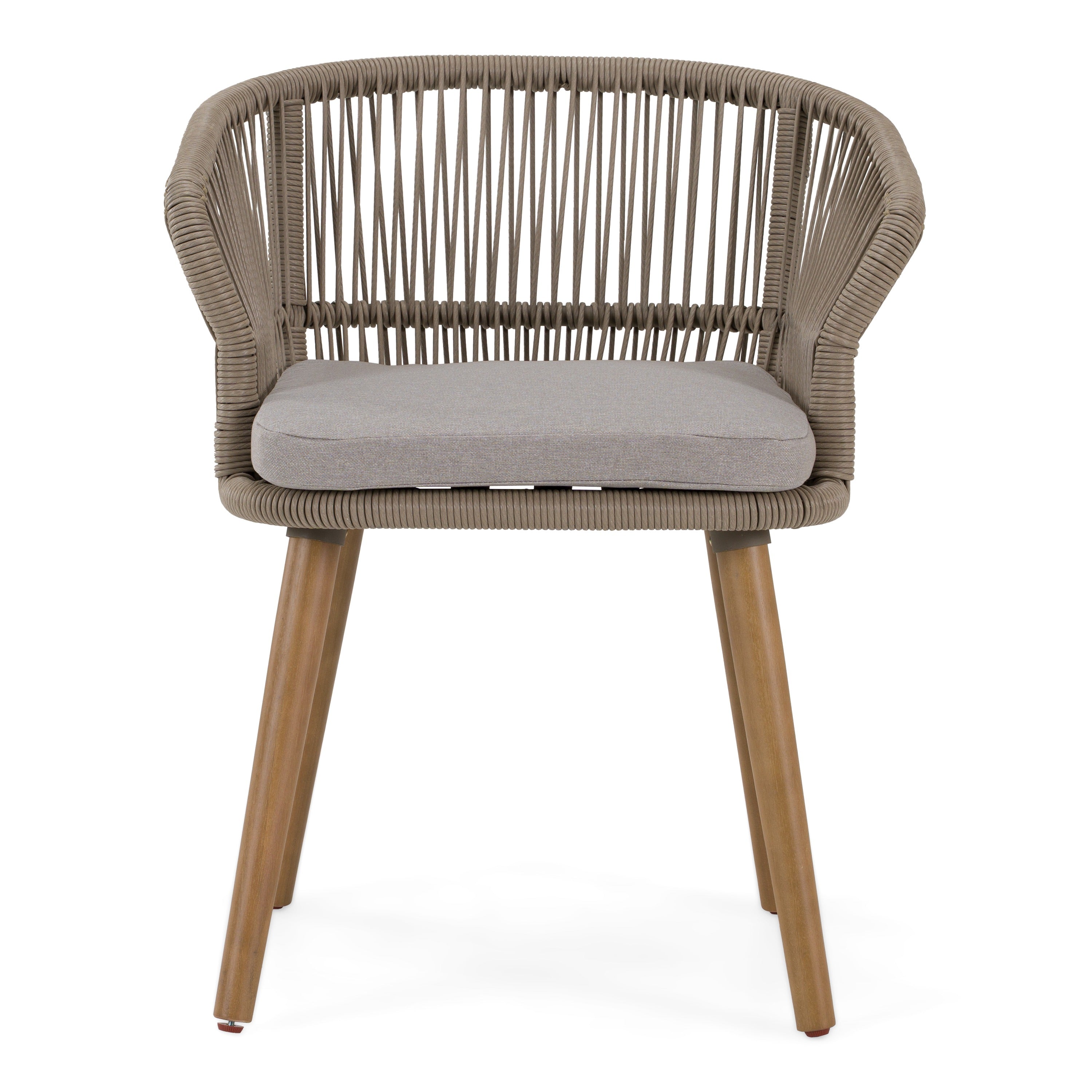 Cascais - Outdoor Light Grey Fabric + Eucalyptus Dining Chair (Set of 2)