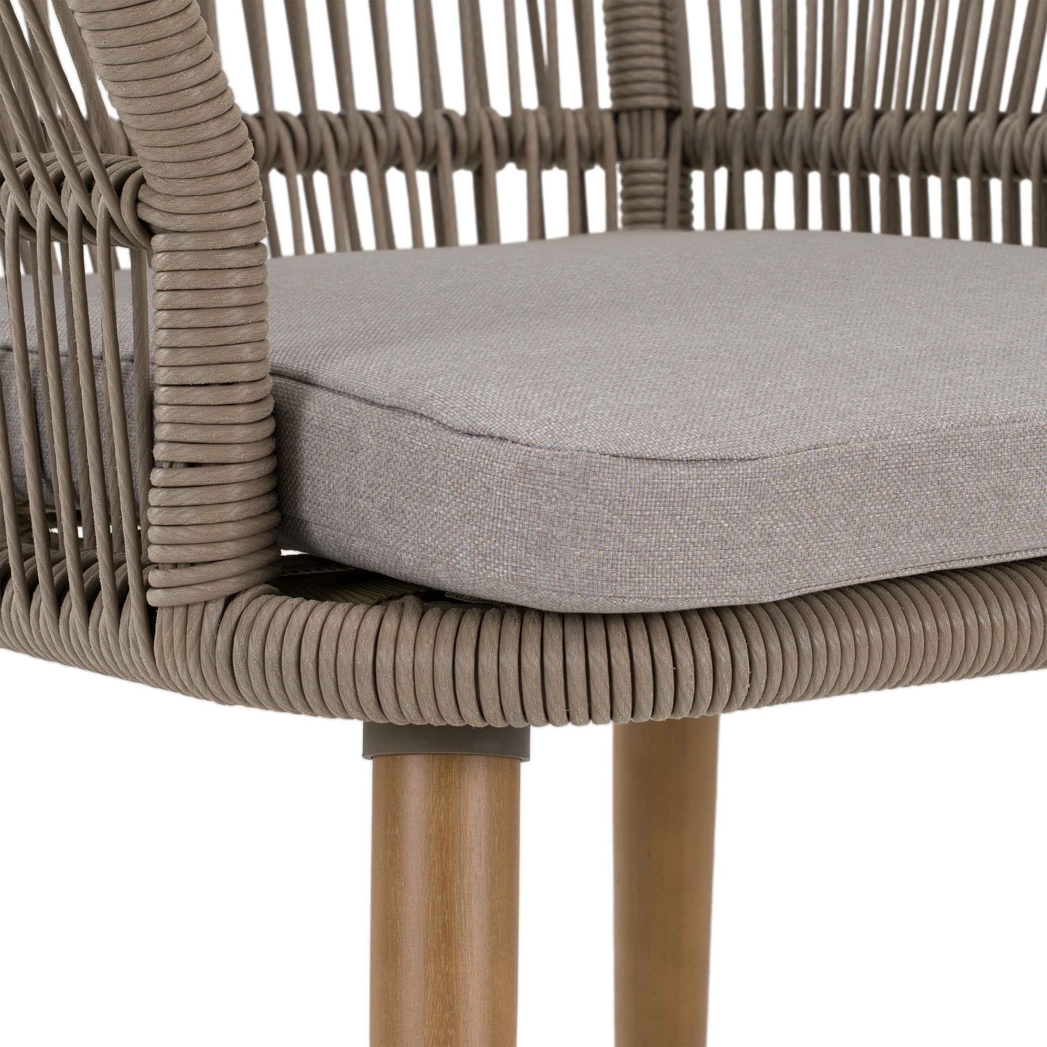 Cascais - Outdoor Grey + Faux Travertine + Eucalyptus Dining Table Set