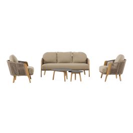 Cayman - Outdoor Beige + Teak Sofa Set