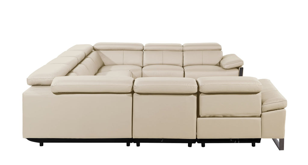 1246 Divanitalia 8-Piece U-Shaped Modular Power Reclining Sectional Sofa with 4 Power Recliners and Power Headrests - Top Grain Italian Leather