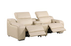 1116 Divanitalia 3-Piece Modular Power Reclining Console Loveseat in Top Grain Italian Leather with 2 Power Recliners & Power Headrests