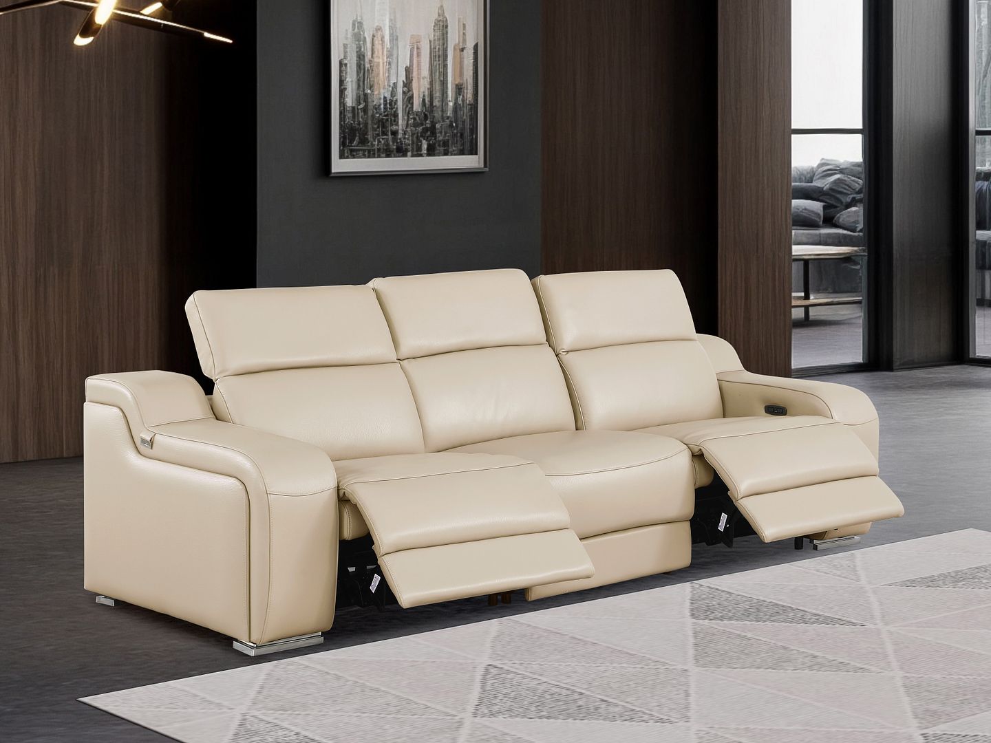 1116 Divanitalia 3-Piece Modular Power Reclining Sofa in Top Grain Italian Leather with 2 Power Recliners & Power Headrests