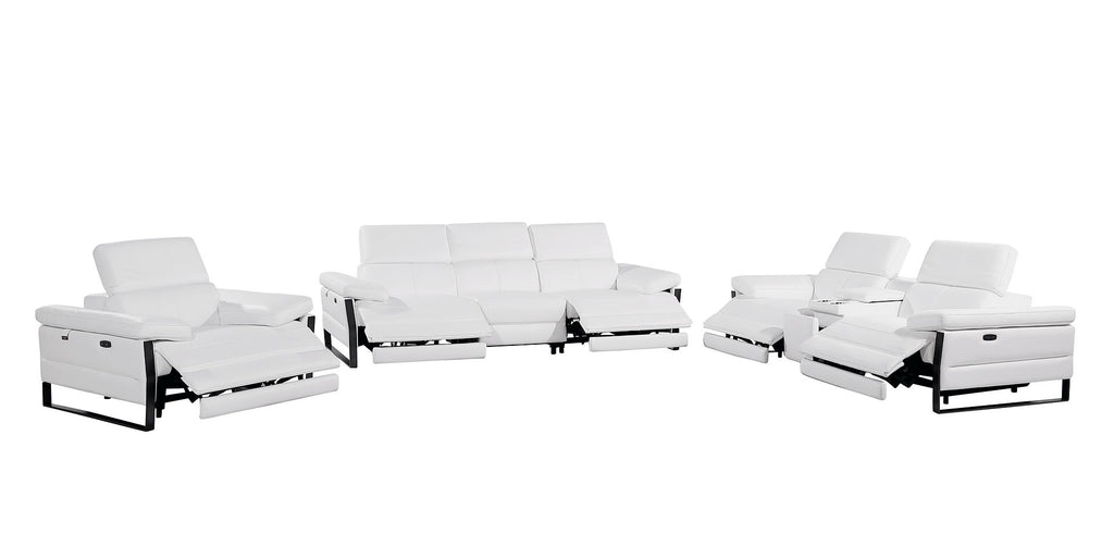 1246 Divanitalia Modular Power Dual Reclining Sofa, Console Loveseat, and Chair Set with Power Headrests - Top Grain Italian Leather - White - SKU 1246-WHITE-7.5-HT-3PC - view 3