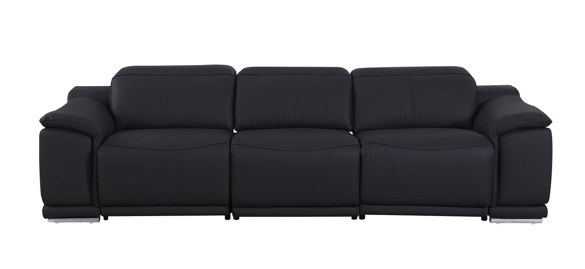 9762 Divanitalia 6-Piece Modular Power Reclining Sofa, Loveseat and Chair Set with 6 Power Recliners in Top Grain Italian Leather - Black - SKU 9762-BLACK-6.6-HT-3PC - view 5