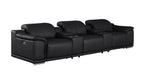 2679 Genuine Leather Sofa with 3 Power Recliners & Dual Storage Consoles