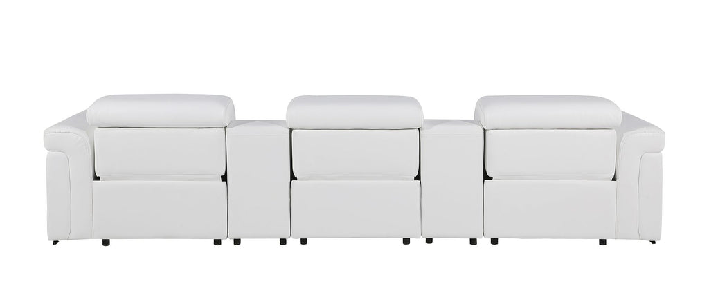 1126 Divanitalia 5-Piece Modular Power Reclining Sofa in Top Grain Italian Leather with 3 Power Recliners & Power Headrests
