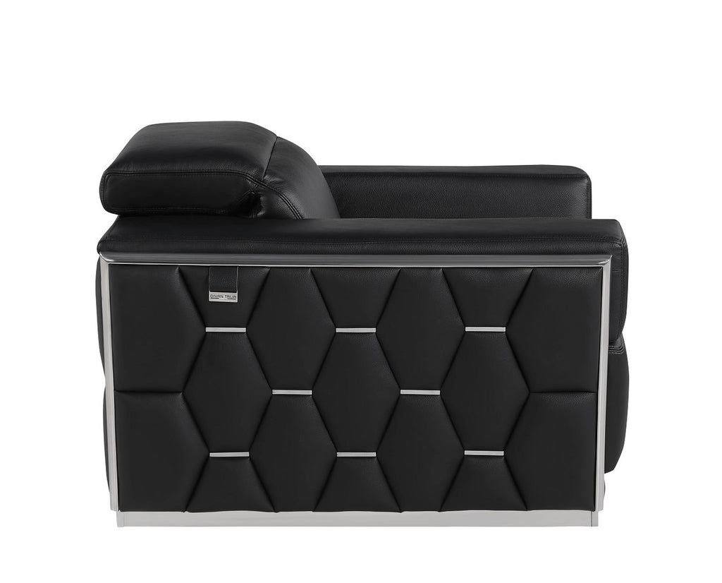 1111 Divanitalia Chair with Adjustable Headrest in Top-grain Italian Leather - Black - SKU 1111-BLACK-CH - view 5