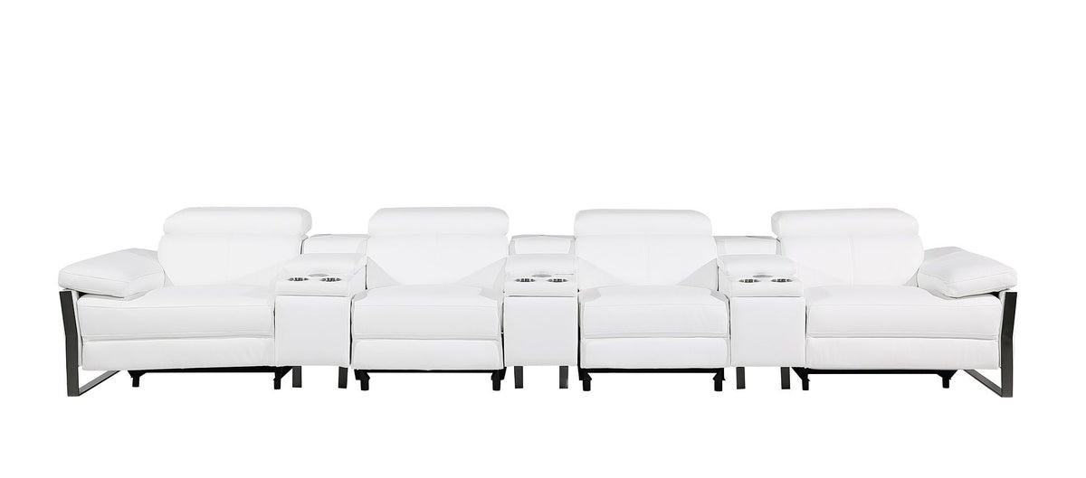 1246 Divanitalia Modular Power Triple Reclining Triple Console Sofa with Power Reclining Headrests - Top Grain Italian Leather - White - SKU 1246-WHITE-S-7.4-HT - view 3