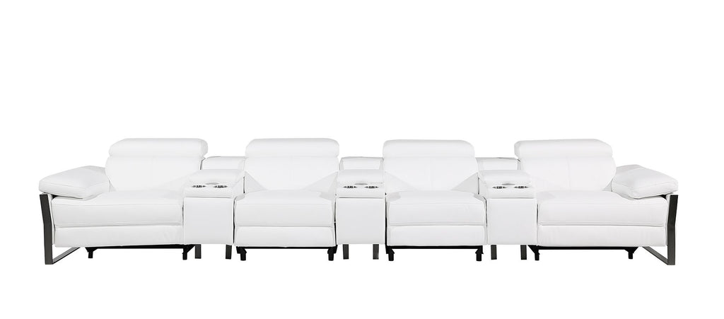1246 Divanitalia Modular Power Triple Reclining Triple Console Sofa with Power Reclining Headrests - Top Grain Italian Leather