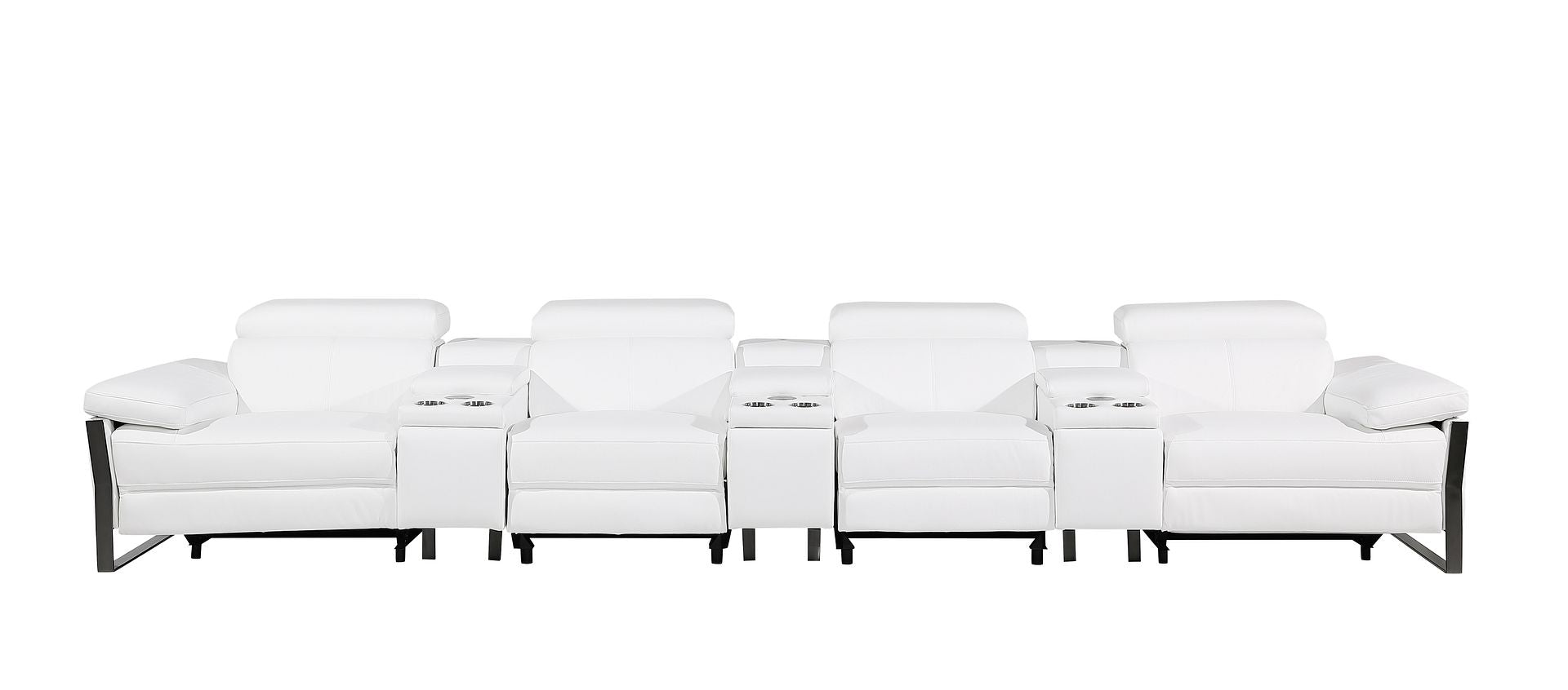 1246 Divanitalia Modular Power Triple Reclining Triple Console Sofa with Power Reclining Headrests - Top Grain Italian Leather