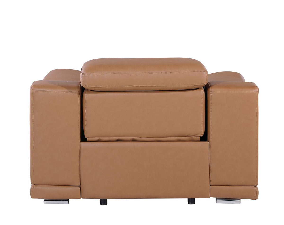 9762 Divanitalia Top Grain Italian Leather Power Reclining Chair with Adjustable Headrests - Cognac - SKU 9762-PWR-CH-COGNAC - view 7