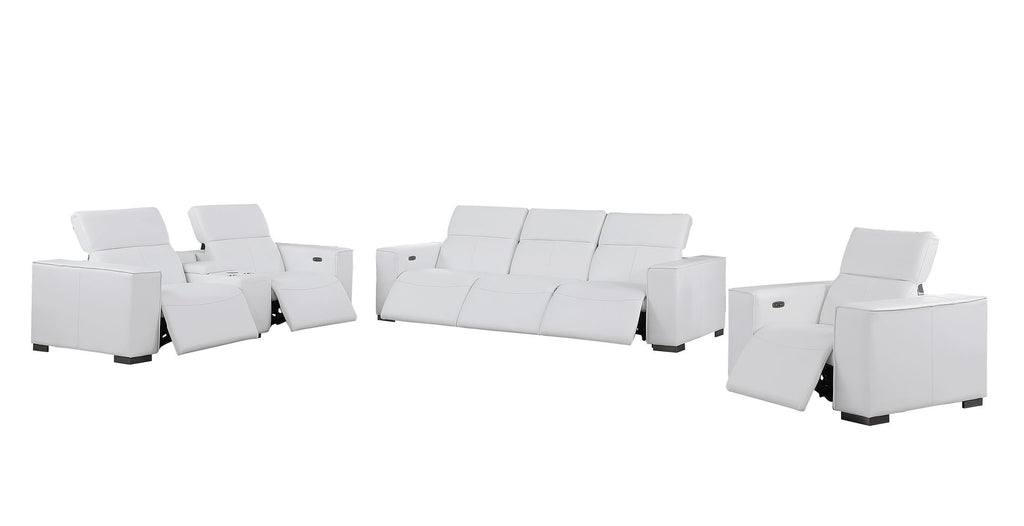 1208 Modular Leather Set with 6 Power Recliners & Power Headrests - White - SKU 1208-WHITE-7.6-HT-3PC - view 4