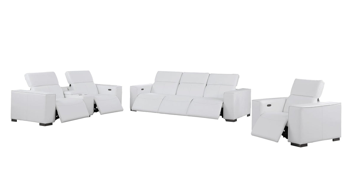 1208 Modular Leather Set with 6 Power Recliners & Power Headrests - White - SKU 1208-WHITE-7.6-HT-3PC - view 4
