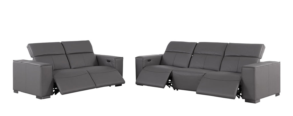 1208 Leather Reclining Set - Sofa & Loveseat with 4 Power Recliners - Dark Grey - SKU 1208-DK-GREY-5.4-HT-2PC - view 4