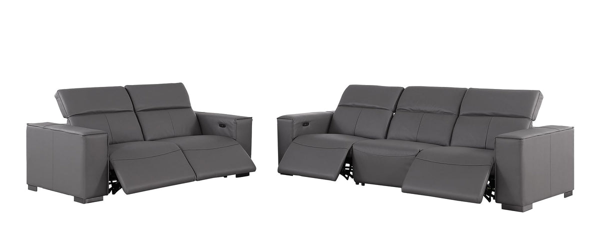 1208 Leather Reclining Set - Sofa & Loveseat with 4 Power Recliners - Dark Grey - SKU 1208-DK-GREY-5.4-HT-2PC - view 4