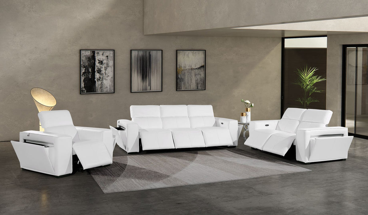 1224 Divanitalia 6-Piece Modular Power Reclining Sofa, Loveseat & Chair Set in Top Grain Italian Leather with 6 Power Recliners & Power Headrests - White - SKU 1224-WHITE-6.6-HT-3PC - view 2