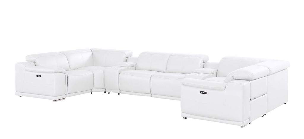 2679 8-Piece U-Shaped Power Reclining Sectional Sofa in Genuine Leather - 4 Recliners