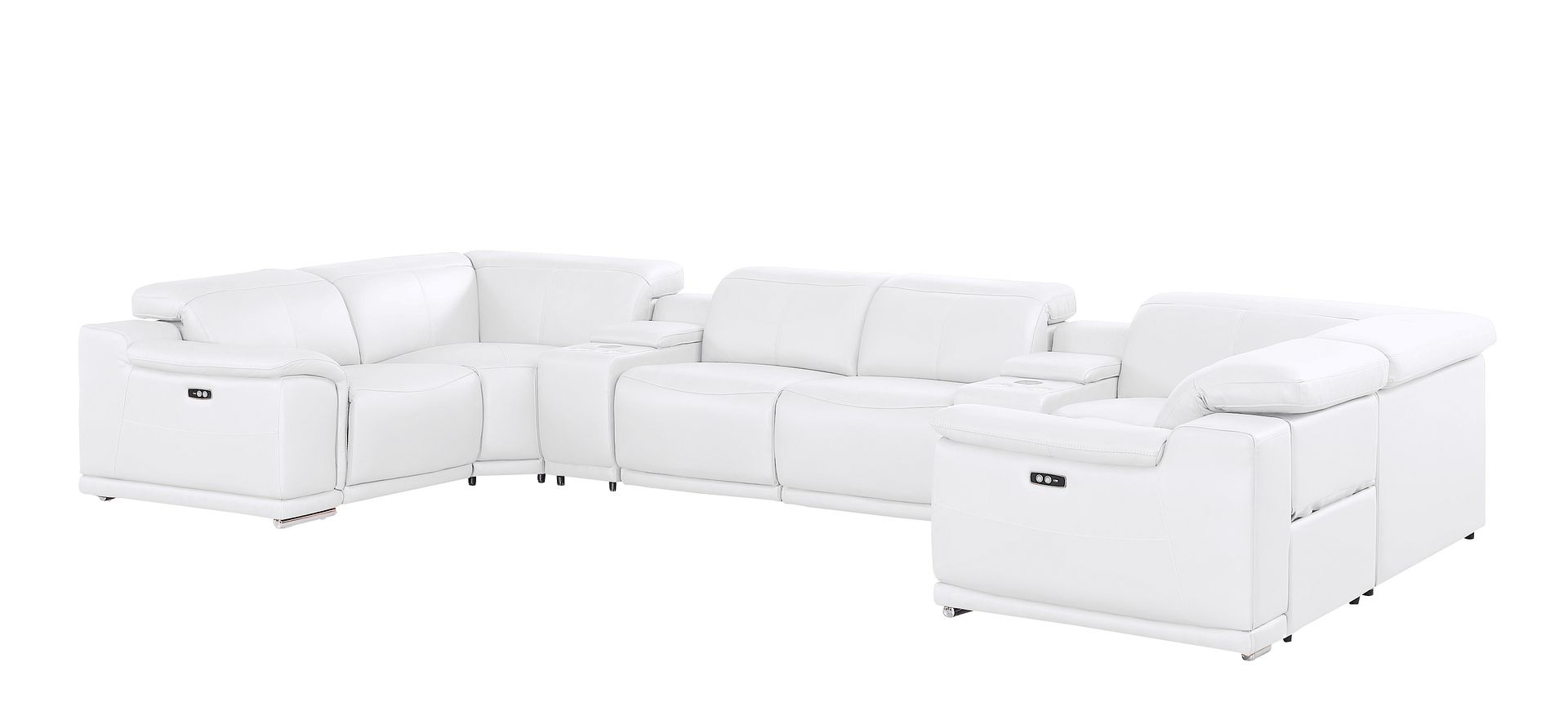 2679 8-Piece U-Shaped Power Reclining Sectional Sofa in Genuine Leather - 4 Recliners