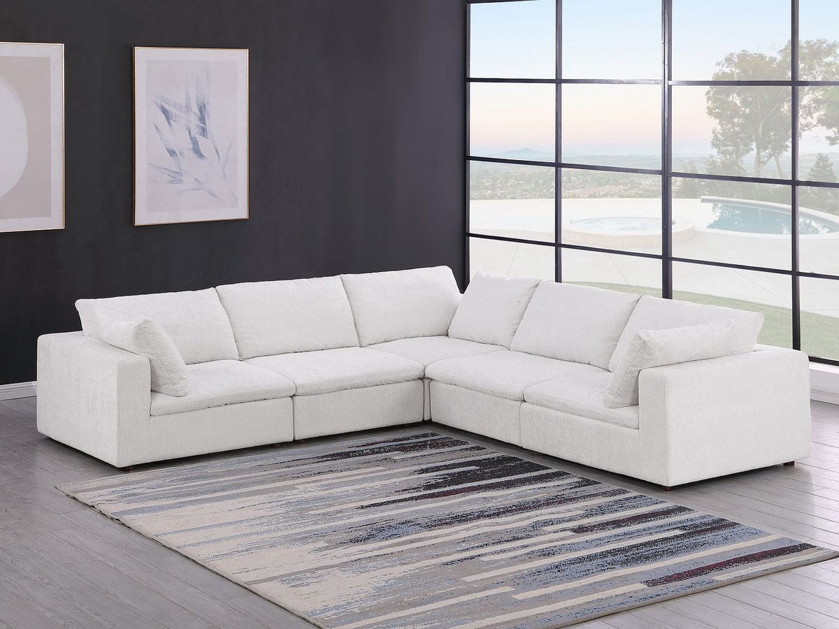1100 Divanitalia 5-Piece L-Shaped Sectional Sofa - Pearl - SKU 1100-LT-GREY-FABRIC-5.4-SEC