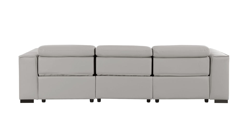 1208 Genuine Leather Triple Power Reclining Sofa - Light Grey - SKU 1208-LT-GREY-3.3-HT - view 7