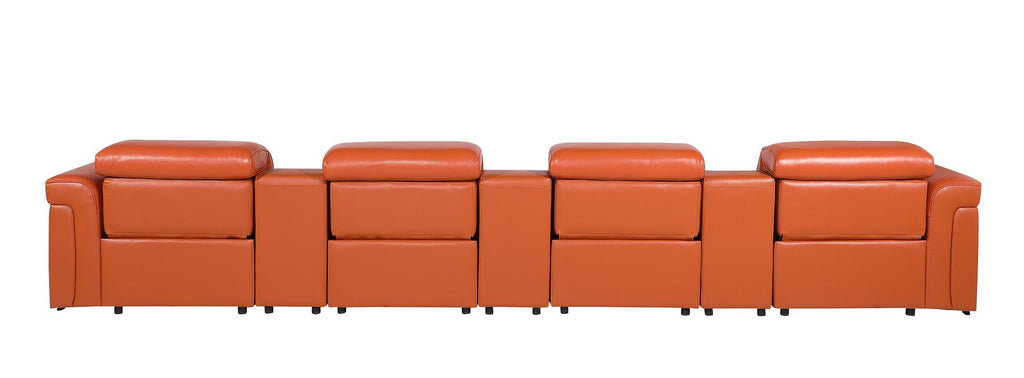 1126 Divanitalia 7-Piece Modular Power Reclining Sofa in Top Grain Italian Leather with 4 Power Recliners & Power Headrests - Camel - SKU 1126-CAMEL-7.4-HT - view 6