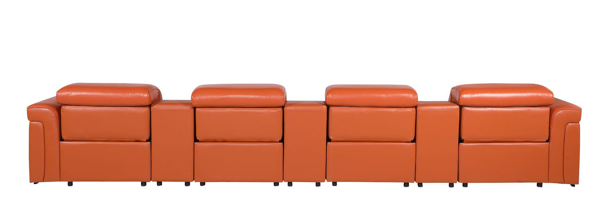 1126 Divanitalia 7-Piece Modular Power Reclining Sofa in Top Grain Italian Leather with 4 Power Recliners & Power Headrests - Camel - SKU 1126-CAMEL-7.4-HT - view 6