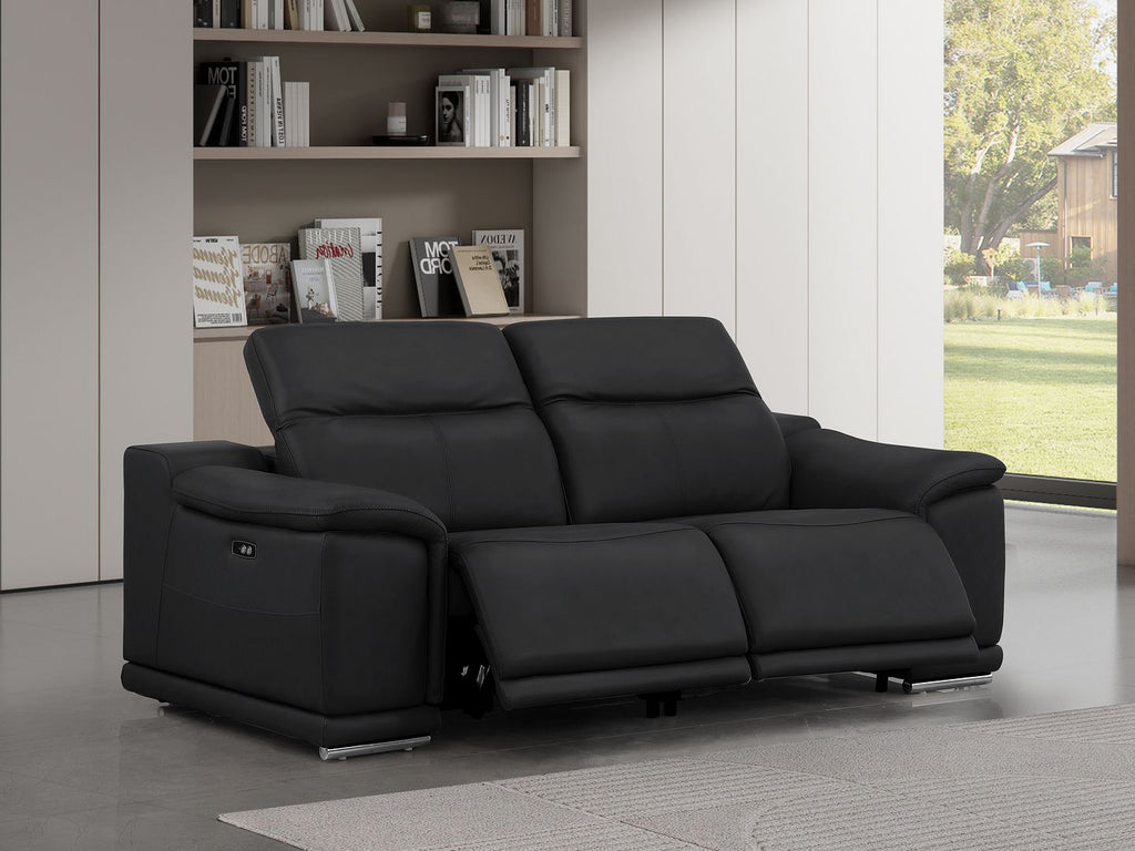 2679 Genuine Leather Loveseat with Dual Power Recliners - Black - SKU 2679-BLACK-2.2-HT - view 2