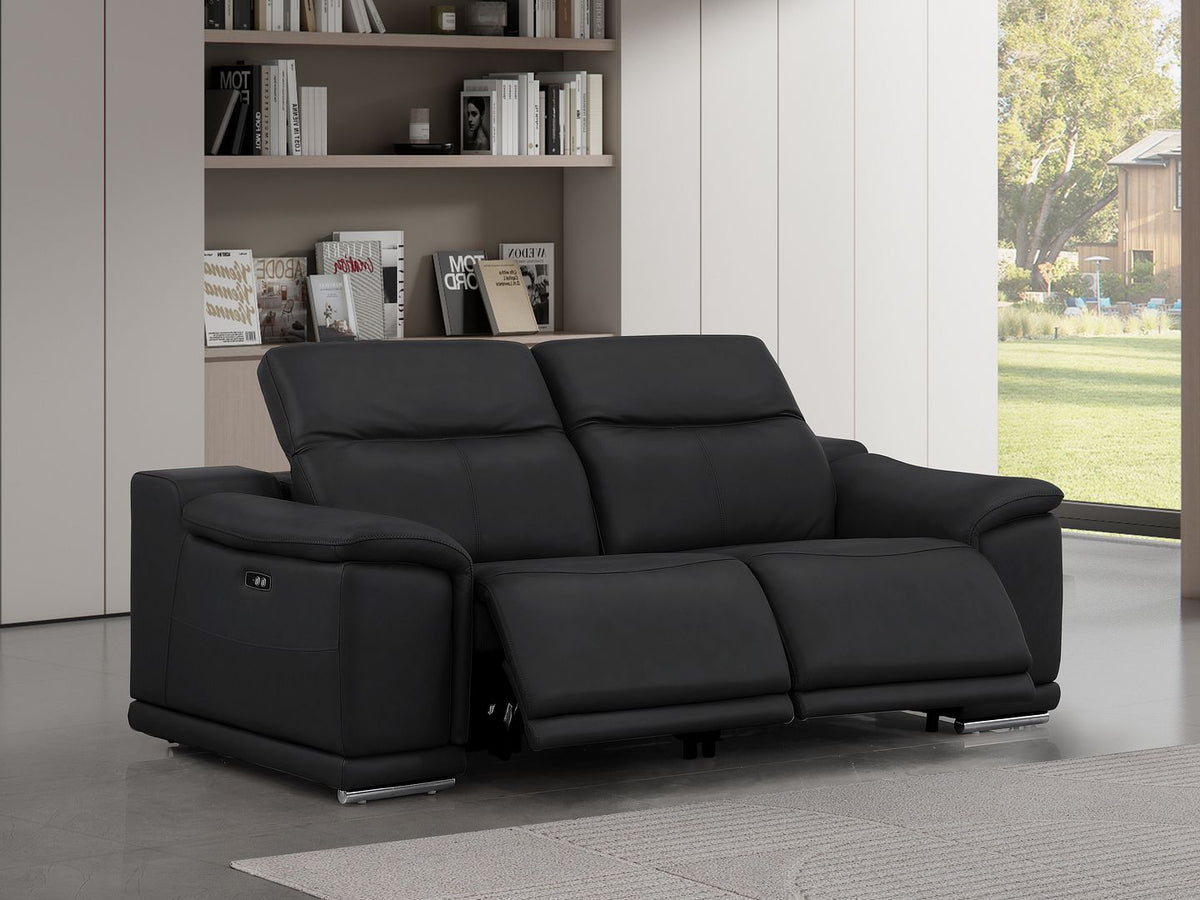2679 Genuine Leather Loveseat with Dual Power Recliners - Black - SKU 2679-BLACK-2.2-HT - view 2