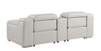 1116 Divanitalia 3-Piece Modular Power Reclining Console Loveseat in Top Grain Italian Leather with 2 Power Recliners & Power Headrests