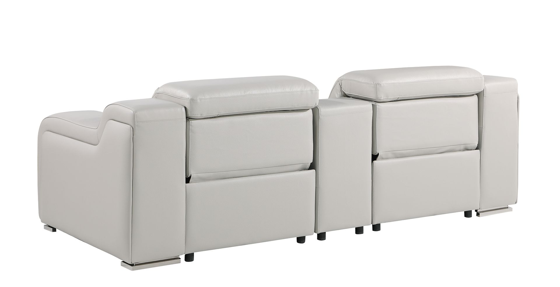 1116 Divanitalia 3-Piece Modular Power Reclining Console Loveseat in Top Grain Italian Leather with 2 Power Recliners & Power Headrests