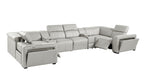 1224 Divanitalia 8-Piece U-Shaped Sectional Sofa in Top Grain Italian Leather with 2 Power Recliners & Power Headrests - Light Grey - SKU 1224-LT-GREY-8PC-2PWR-U-SECTIONAL - view 5