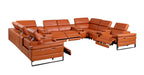 1246 Divanitalia 12-Piece U-Shaped Modular Power Reclining Sectional Sofa with 4 Power Recliners and Power Headrests - Top Grain Italian Leather - Camel - SKU 1246-CAMEL-12PC-4PWR-U-SECTIONAL - view 5