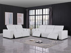 1208 Leather Reclining Set - Sofa & Loveseat with 4 Power Recliners - White - SKU 1208-WHITE-5.4-HT-2PC - view 2