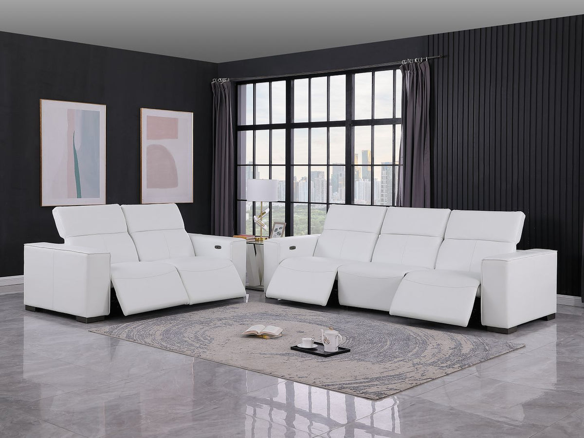 1208 Leather Reclining Set - Sofa & Loveseat with 4 Power Recliners - White - SKU 1208-WHITE-5.4-HT-2PC - view 2