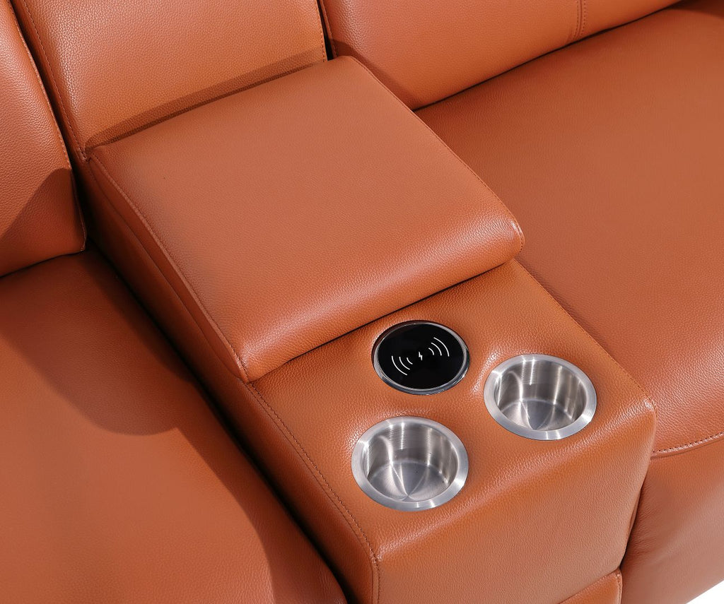1224 Divanitalia 6-Piece L-Shaped Sectional Sofa in Top Grain Italian Leather with 3 Power Recliners & Power Headrests