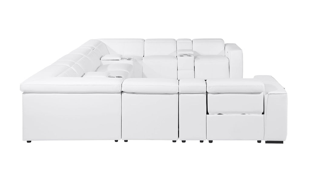1224 Divanitalia 12-Piece U-Shaped Sectional Sofa in Top Grain Italian Leather with 4 Power Recliners & Power Headrests