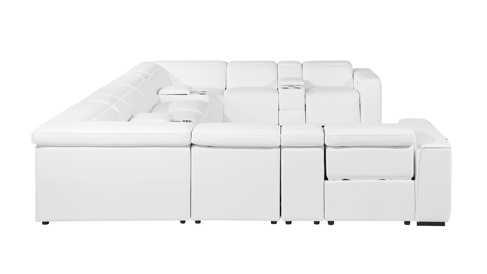 1224 Divanitalia 12-Piece U-Shaped Sectional Sofa in Top Grain Italian Leather with 4 Power Recliners & Power Headrests