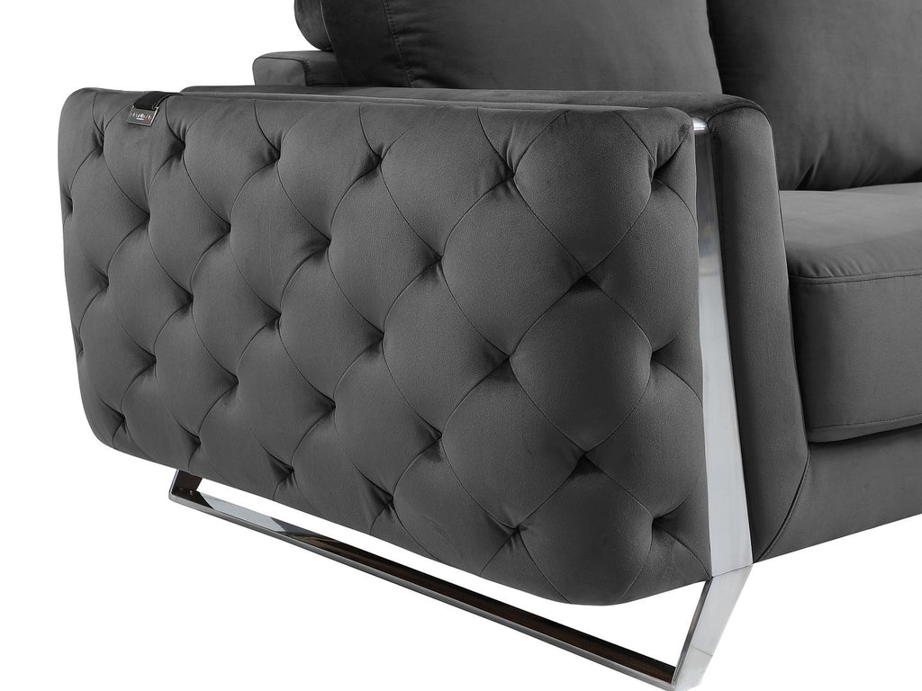 1051 Divanitalia Beige Sofa in Velvet Fabric