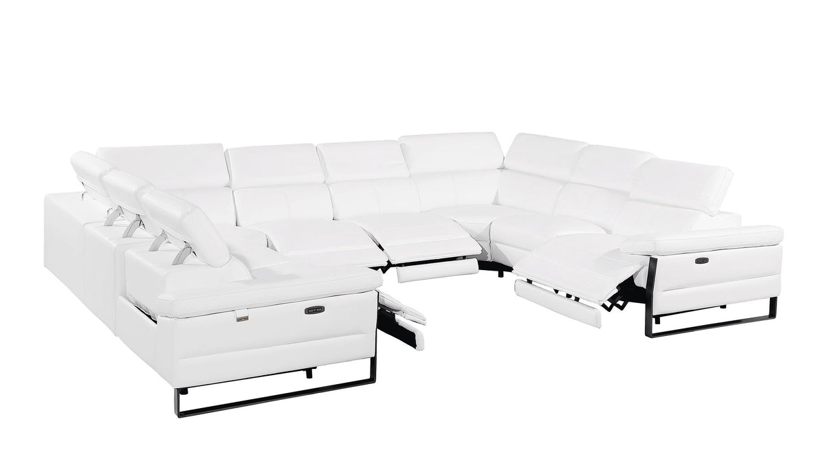 1246 Divanitalia 8-Piece U-Shaped Modular Power Reclining Sectional Sofa with 4 Power Recliners and Power Headrests - Top Grain Italian Leather - Black - SKU 1246-BLACK-8PC-4PWR-U-NC-SECTIONAL - view 4