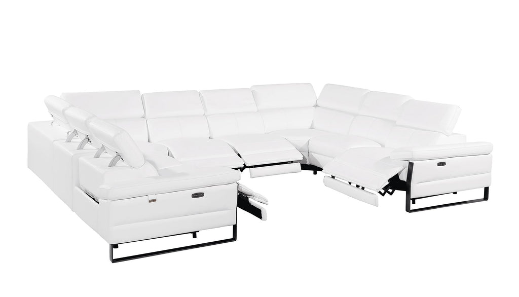 1246 Divanitalia 8-Piece U-Shaped Modular Power Reclining Sectional Sofa with 4 Power Recliners and Power Headrests - Top Grain Italian Leather