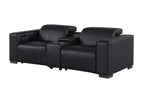 1208 Genuine Leather Dual Power Reclining Console Loveseat