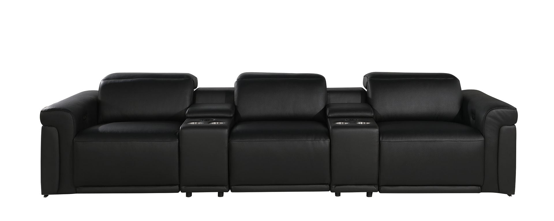1126 Divanitalia 5-Piece Modular Power Reclining Sofa in Top Grain Italian Leather with 3 Power Recliners & Power Headrests
