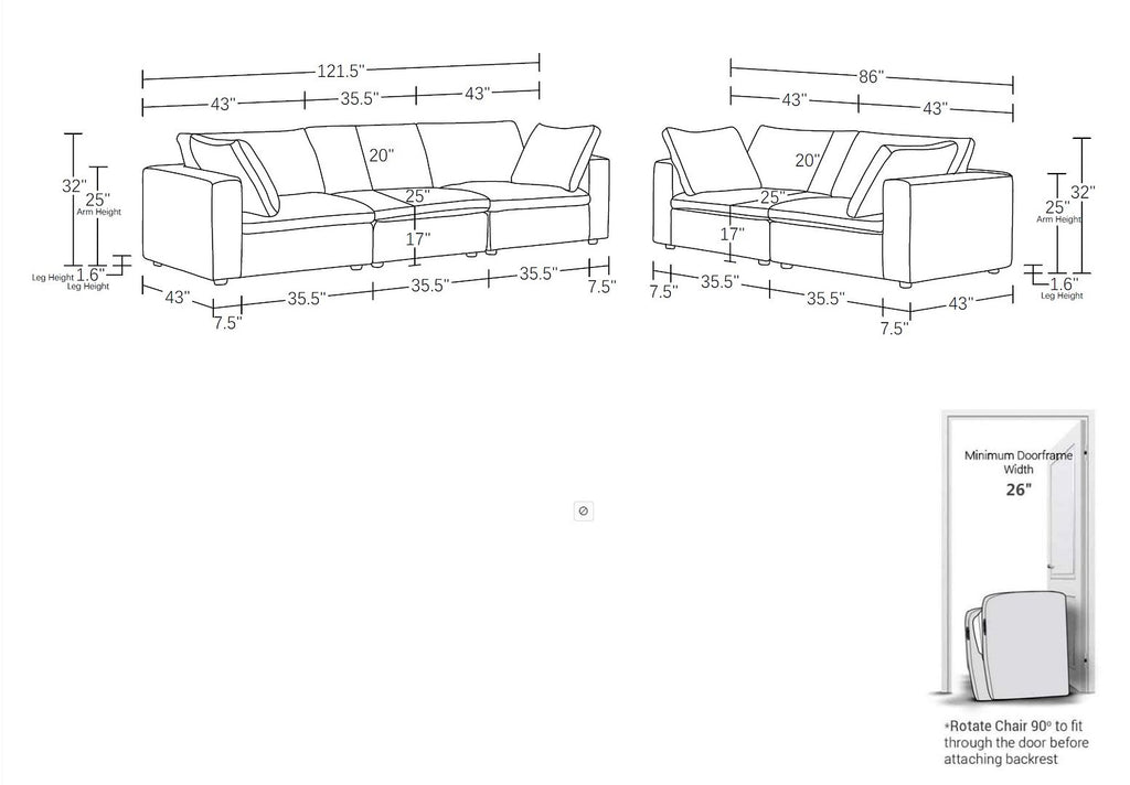 1100 Divanitalia 2-Piece Sofa Set - Top-grain Italian Leather