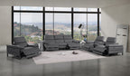1246 Divanitalia Modular Power Dual Reclining Sofa, Console Loveseat, and Chair Set with Power Headrests - Top Grain Italian Leather - Dark Grey - SKU 1246-DK-GREY-7.5-HT-3PC - view 2